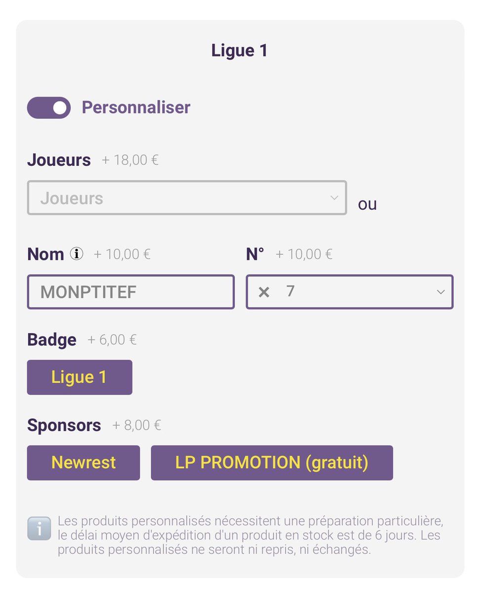 Vous avez la possibilité d’ajouter le sponsor LP PROMOTION sur la boutique en ligne