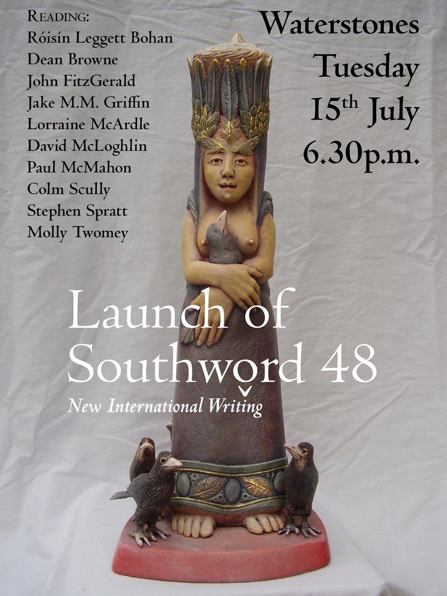 LeggettBohan's tweet image. I'm so pleased to be reading alongside a cast of stellars in Waterstones Cork for the launch of Southword #48. Come along if you're in town: Tuesday, 15th of July at 6:30 pm. 🩶