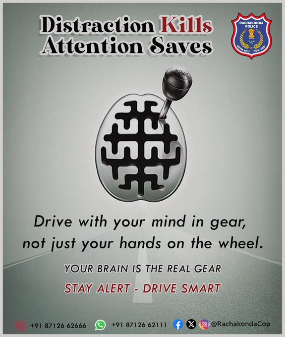Distraction Kills | 📷 Attention Saves

#Drive with your mind in gear — not just your hands on the wheel.
📷Your #Brain is the #RealGear

📷 Stay Alert – Drive Smart!
