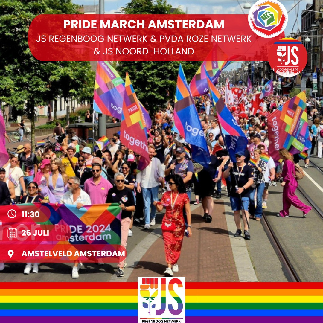 Joe! Zie jullie bij de Pride March! 🙋🏾🙋🏼‍♀️🙋🏻‍♀️🙋‍♂️👩🏽‍❤️‍💋‍👩🏻

<a href="/amsterdampride/">Pride Amsterdam</a> <a href="/jspvda/">Jonge Socialisten</a>