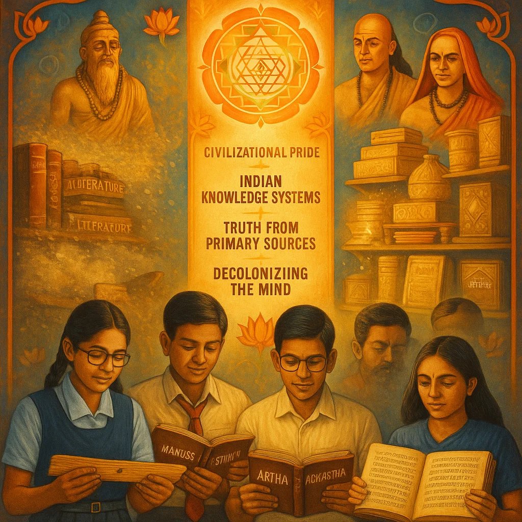 Sanatan Prabhat (@sanatanprabhat) on Twitter photo 🎯 Why it matters?
NEP‑driven curriculum reform aims to :
• Foster civilizational pride
• Center Indian knowledge systems & values
• Replace colonial‑centred narratives
• Incorporate primary sources from India’s past as-it-is
Let us congratulate <a href="/dpradhanbjp/">Dharmendra Pradhan</a> and 🎯 Why it matters?
NEP‑driven curriculum reform aims to :
• Foster civilizational pride
• Center Indian knowledge systems & values
• Replace colonial‑centred narratives
• Incorporate primary sources from India’s past as-it-is
Let us congratulate <a href="/dpradhanbjp/">Dharmendra Pradhan</a> and