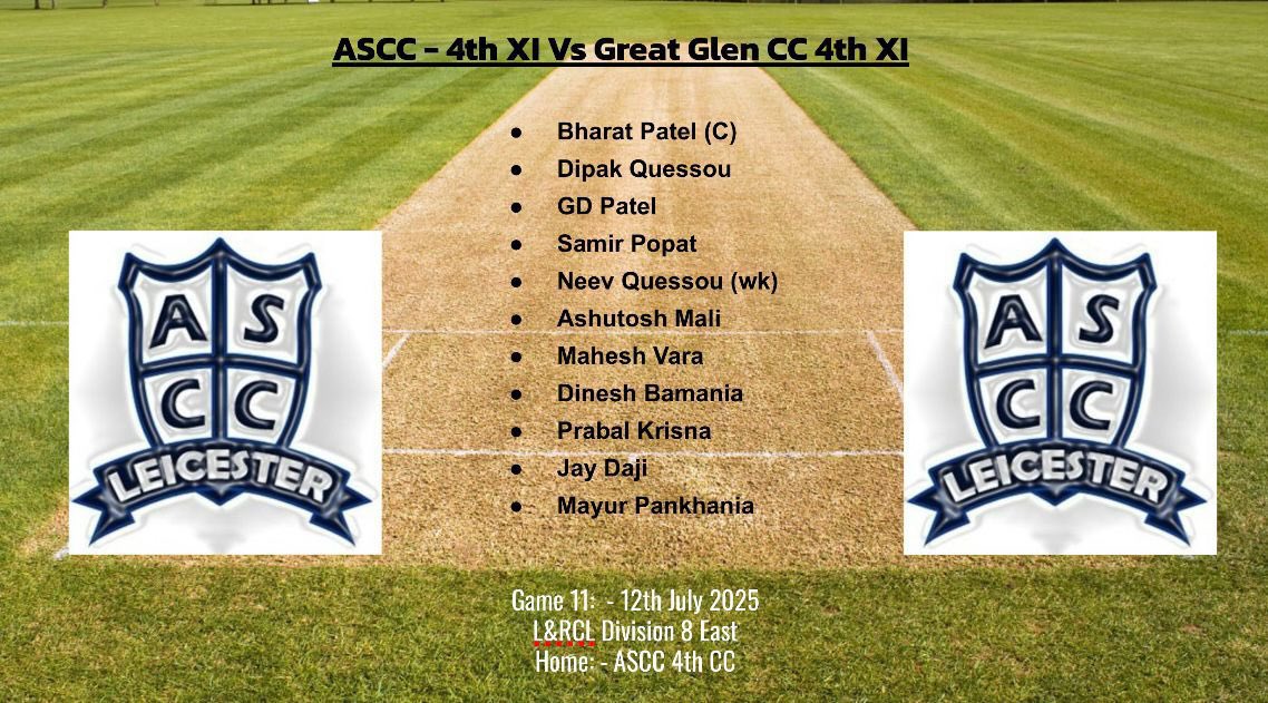 Good luck ASCC 🙌
Have fun in the sun ☀️
Bring home the points  🏆
Team Line Ups for 12th July