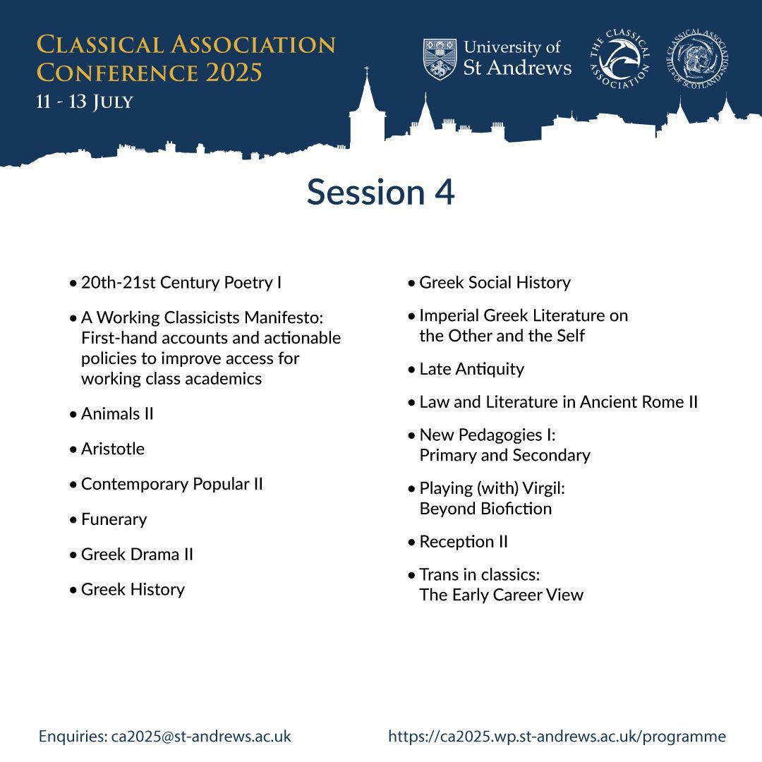 StA_Classics's tweet image. #CA2025  continues with Session 4 starting at 11:30am. Explore panels and abstracts: ca2025.wp.st-andrews.ac.uk/programme/sess…