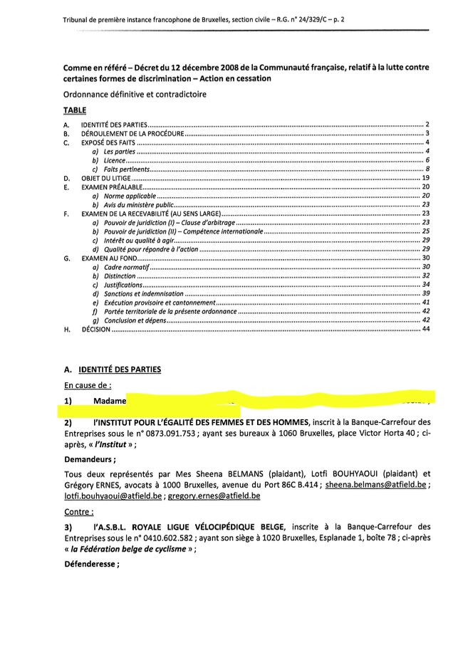 Thursday was all about #Semenya, but in a very interesting judgement a Belgium court found that the <a href="/UCI_cycling/">UCI</a> rules barring access to female competitions to trans athletes are contrary to EU anti-discrimination rules!

#Sportslaw #TransAthletes #NonDiscrimination #Dardenne