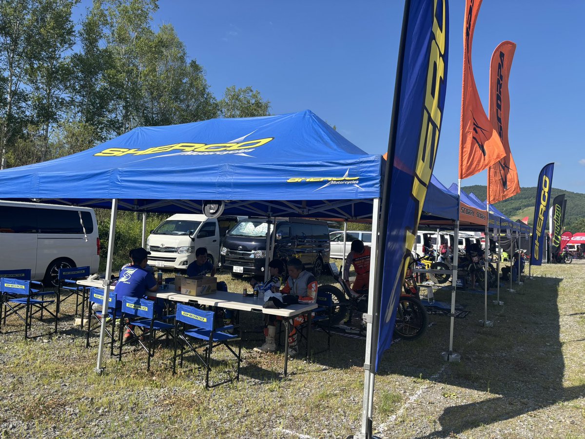 sherco_japan's tweet photo. 明日は全日本トライアル選手権、北海道大会です✨
SHERCO &amp; SCORPA JAPANライダーフルメンバーで参戦します
パドックも準備完了👍

#sherco
#sherco_racing_factory
#scorpa
#わっさむサーキット
#MOTUL
#全日本トライアル https://t.co/dykkTxH3In