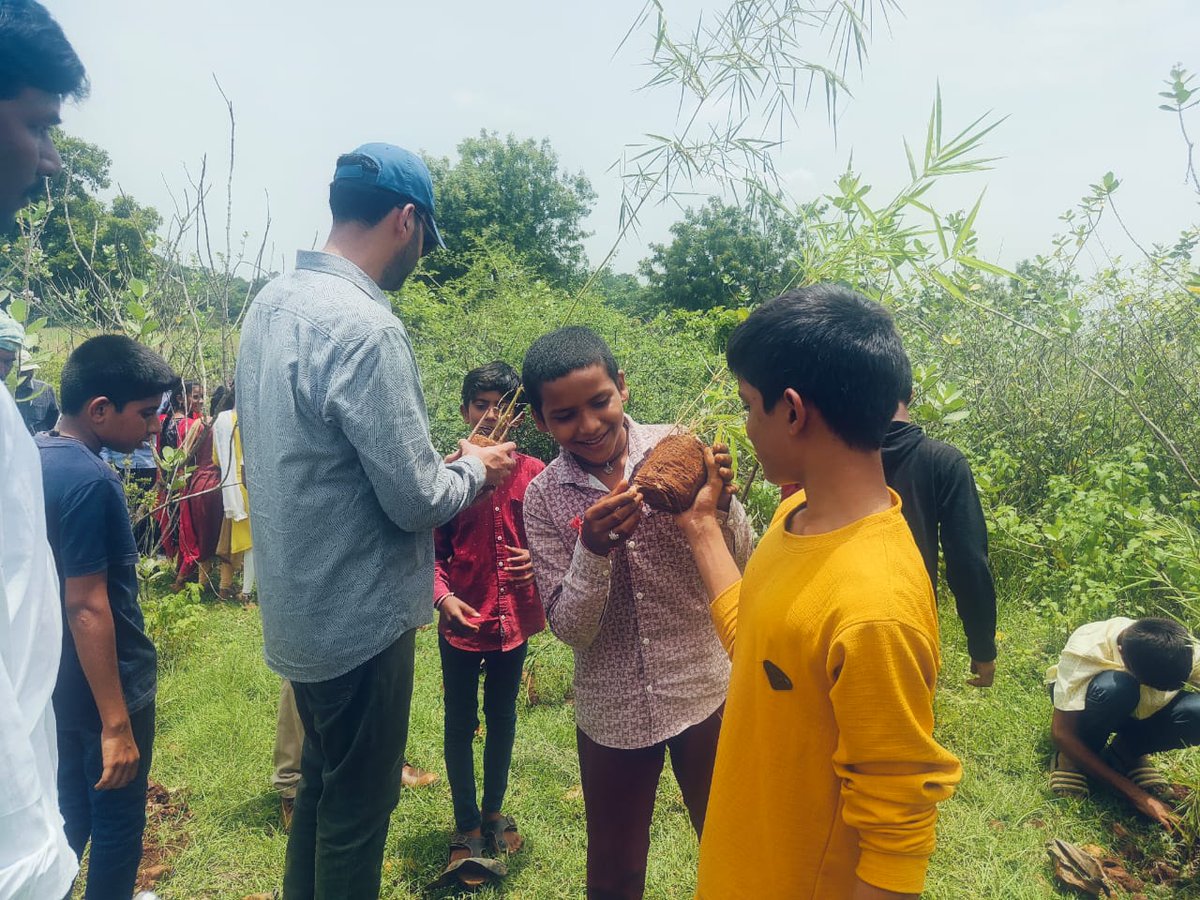 DFO Kmm, conducted Vanamahotsavam celebrations, students of Erlapudi School planted saplings in Erlapudi CA Block. Each student planted one sapling in the name of their mother, symbolizing respect towards mothers and highlighting the importance of environmental conservation.