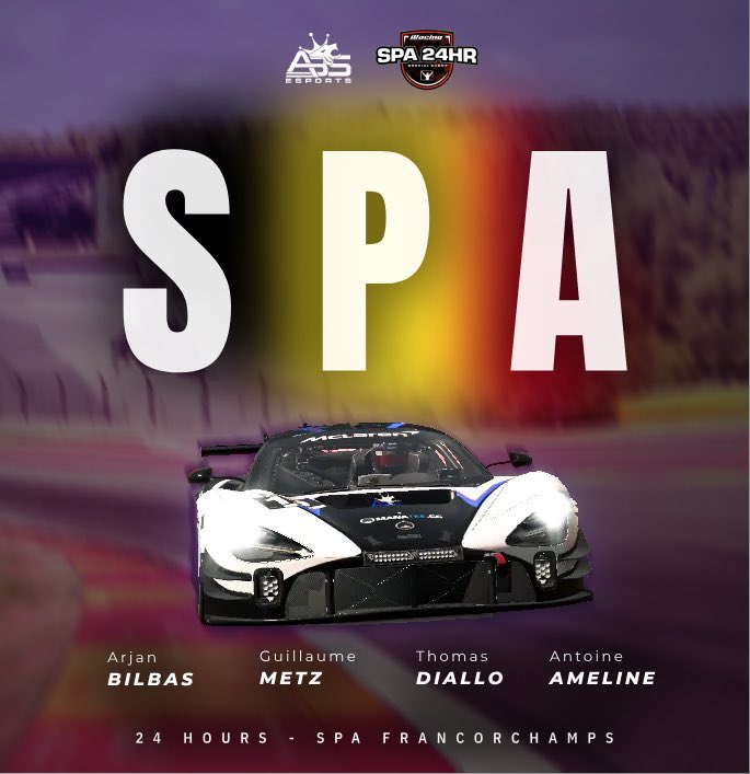 🏁 | Race Day!

It's time to race in Spa Francorchamps 24 Hours on Iracing

🇳🇱 | Arjan Bilbas 
🇫🇷 | Guillaume Metz 
🇫🇷 | Thomas Diallo 
🇫🇷 | Antoine Ameline 
are representing us at Iracing 

Good luck guys

2 P.M. UK