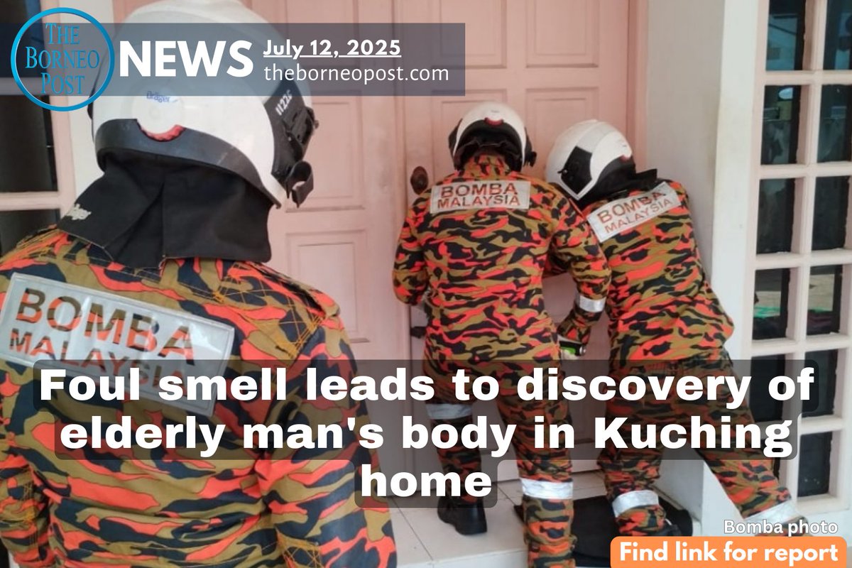 theborneopost's tweet image. A foul smell led to the discovery of a man’s body in a Kuching home.
The man, in his 60s, is believed to have died about a week ago. He had been living alone.
theborneopost.com/2025/07/12/fou…

#Kuching #Deceased #ElderlyMan #HomeAlone #Bomba
