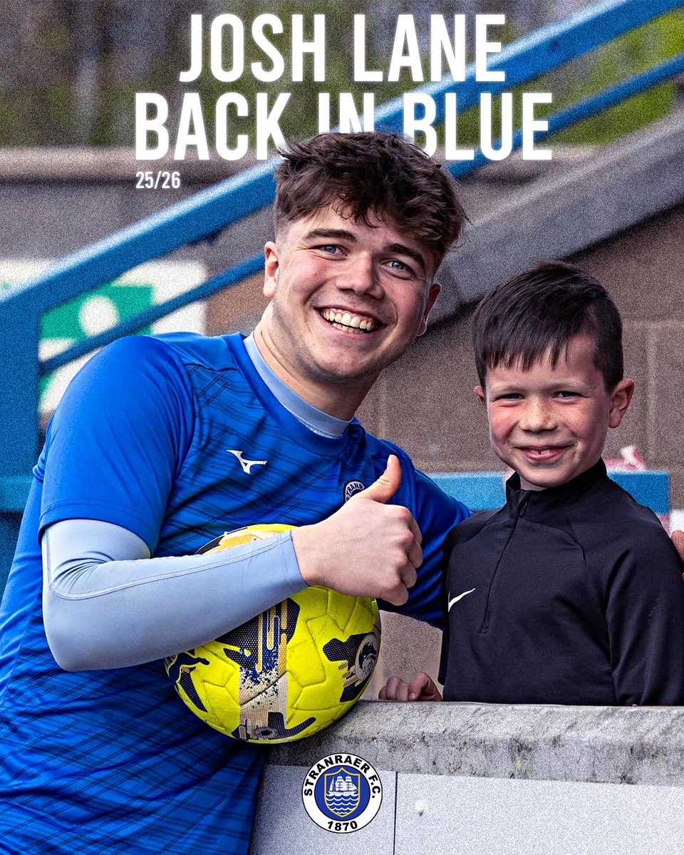 Stranraer FC (@stranraerfc) on Twitter photo We are delighted to welcome back goalkeeper Josh Lane, who rejoins us on loan from <a href="/theacciesfc/">Hamilton Academical FC</a> 🧤
Lane had a fantastic spell with the Blues last year, amounting an impressive 6 clean sheets in 11 games 👏🏻
Thank you to Gerry Strain and all at Hamilton for helping get this We are delighted to welcome back goalkeeper Josh Lane, who rejoins us on loan from <a href="/theacciesfc/">Hamilton Academical FC</a> 🧤
Lane had a fantastic spell with the Blues last year, amounting an impressive 6 clean sheets in 11 games 👏🏻
Thank you to Gerry Strain and all at Hamilton for helping get this