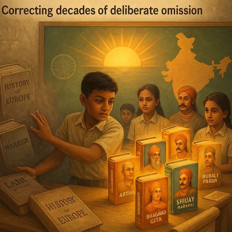 Sanatan Prabhat (@sanatanprabhat) on Twitter photo India "Saffronizing" Finally !!!
You have heard that right.
But hey, wait! It's not a negatively connotated word, but a dignified one.
Yes, we are seeing a dramatic shift in the school curricula as far as the history textbooks are concerned.
<a href="/AtriNeeraj/">Neeraj Atri Mushrik</a> <a href="/swati_gs/">Swati Goel Sharma</a>
An India "Saffronizing" Finally !!!
You have heard that right.
But hey, wait! It's not a negatively connotated word, but a dignified one.
Yes, we are seeing a dramatic shift in the school curricula as far as the history textbooks are concerned.
<a href="/AtriNeeraj/">Neeraj Atri Mushrik</a> <a href="/swati_gs/">Swati Goel Sharma</a>
An
