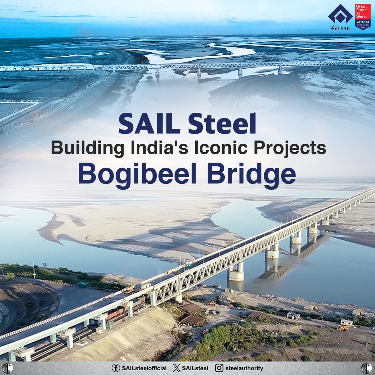 Steel Authority of India Limited (SAIL) (@sailsteel) on Twitter photo Bogibeel Bridge, India's longest rail-cum-road bridge, strengthened by SAIL Steel, boosting connectivity & development in Northeast.
<a href="/narendramodi/">Narendra Modi</a> <a href="/PMOIndia/">PMO India</a> <a href="/SteelMinIndia/">Ministry of Steel</a> <a href="/hd_kumaraswamy/">ಹೆಚ್.ಡಿ.ಕುಮಾರಸ್ವಾಮಿ | H.D.Kumaraswamy</a> <a href="/BjpVarma/">Bhupathiraju Srinivasa Varma</a> <a href="/mygovindia/">MyGovIndia</a> <a href="/PIB_India/">PIB India</a>
#SteelAuthority #SAIL #BogibeelBridge Bogibeel Bridge, India's longest rail-cum-road bridge, strengthened by SAIL Steel, boosting connectivity & development in Northeast.
<a href="/narendramodi/">Narendra Modi</a> <a href="/PMOIndia/">PMO India</a> <a href="/SteelMinIndia/">Ministry of Steel</a> <a href="/hd_kumaraswamy/">ಹೆಚ್.ಡಿ.ಕುಮಾರಸ್ವಾಮಿ | H.D.Kumaraswamy</a> <a href="/BjpVarma/">Bhupathiraju Srinivasa Varma</a> <a href="/mygovindia/">MyGovIndia</a> <a href="/PIB_India/">PIB India</a>
#SteelAuthority #SAIL #BogibeelBridge