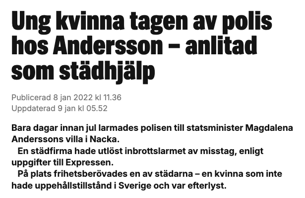 Undrar hur det låtit i media om den efterlysta kvinnan städat hemma hos familjen Forssell.