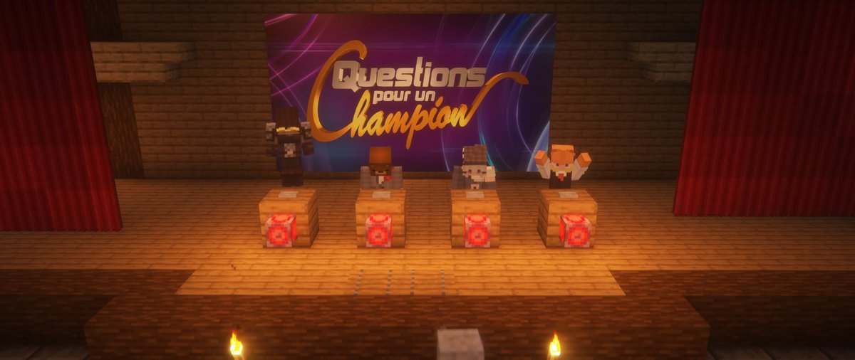 📢 le théâtre se transforme en plateau tv ! 📢
Question pour un champion arrive à adaube craft, le gagnant de cette première édition est Garfield ! 
(Les rumeurs racontent qu’ils ont été obligé de baisser la difficulté des questions pour que tous les joueurs.euse participe 👀)
