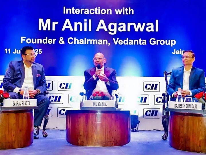 I had the opportunity to moderate a conversation with 𝗠𝗿.<a href="/AnilAgarwal_Ved/">Anil Agarwal</a> at the recent CII Rajasthan session.

It was a fantastic experience, especially how he shared his journey from modest beginnings to building a global business so simply and honestly. The clarity with