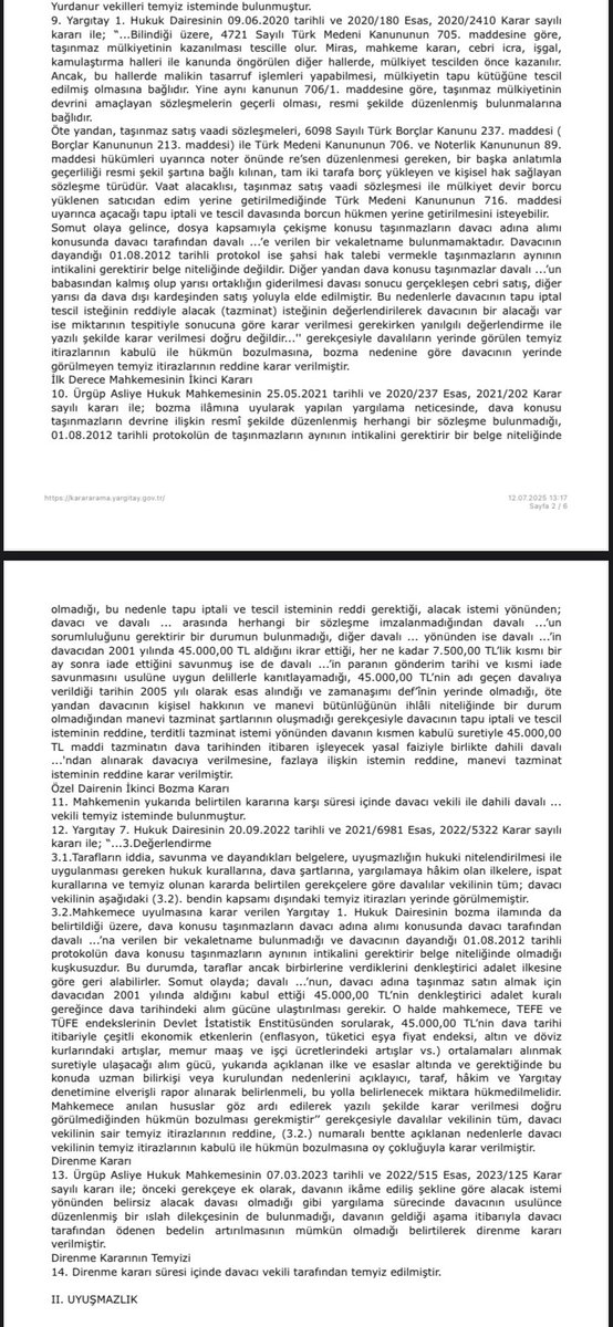 ehukuk1's tweet photo. Geçersiz bir sözleşmeden dolayı ödenen bir paranın sebepsiz zenginleşme hükümleri gereğince geri istenilmesi halinde, denkleştirici adalet gereğince paranın güncel alım gücüne göre karar verilmesi gerekir.

(Yarg. HGK. 2023/1069 E. 2024/496 K.) https://t.co/I6ADRKgqdt