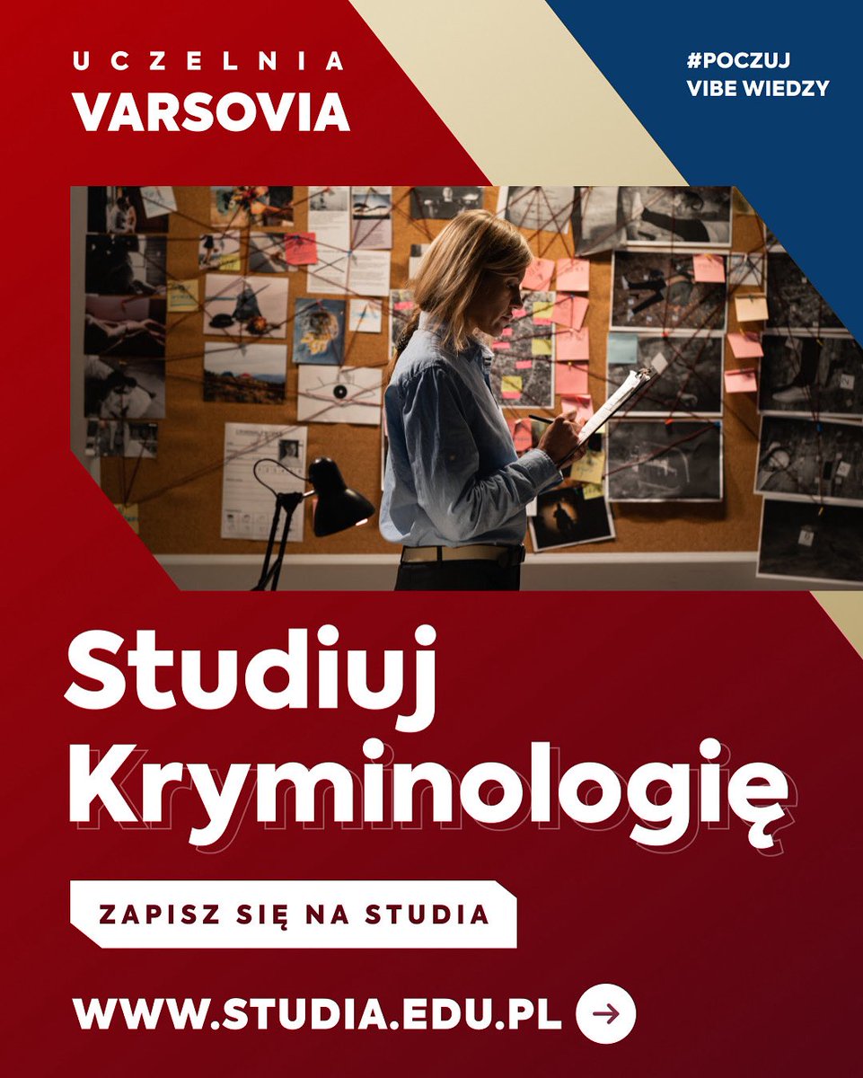 VarsoviaStudy's tweet image. Studiuj Kryminologię 🎓 Wpisowe 0️⃣ zł ❗️Rekrutacja 2025/26 Zapisz się już dziś❗️
➡️Kryminologia
I i II stopnia🎓
Wybierz specjalność dla siebie⬇️
🔷Detektywistyka i kryminalistyka
🔷Dziennikarstwo śledcze
🔷Kryminalistyka
🔷Kryminologia i kryminalistyka
🔷Kryminologia…