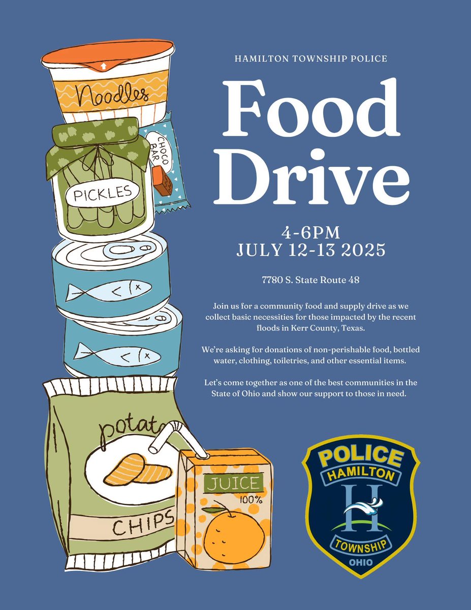 Flash floods have devastated families in Kerr County, Texas.

Let’s fill a cruiser (and then some!) with support from our hometown to theirs. Together, we can make a real difference. 💪

📍 Drop-off Location: 7780 S. State Route 48
📅 Dates: July 12th-13th, 4pm-6pm.