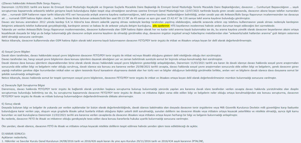 ⚖️Danıştay 5. Daire,

Yargı Mensubu Davacının,
📌 Ankesörlü telefonla arandığı, 
📌Üniversite öğrenimi sırasında FETÖ/PDY’ye ait yurdunda kaldığı,
📌2014 HSYK seçimlerinde FETÖ/PDY’nin sözde bağımsız adaylarını desteklediği,
📌FETÖ/PDY ile irtibatlı olduğu iddia edilen hakim ve