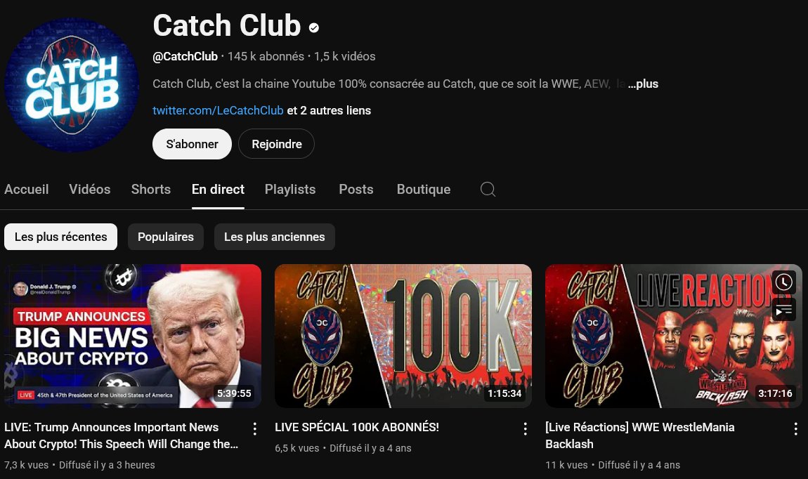 La chaine YouTube de Catch Club a été hackée.

(X)