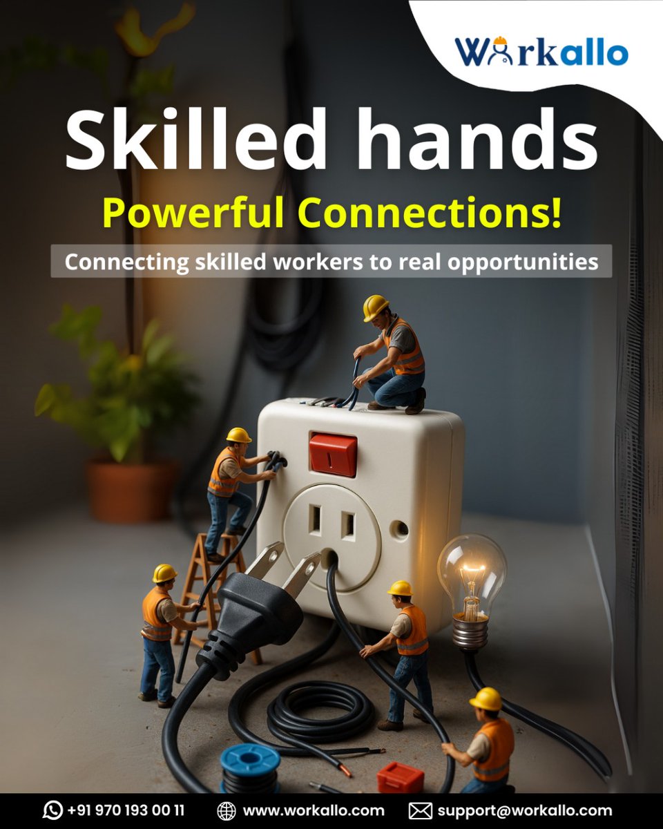 workallo's tweet photo. Skilled Hands. Real Work. Powerful Results!
From electricians to plumbers, get trusted talent on demand — or find your next gig if you're skilled!
👉 WhatsApp: https://t.co/DIpLuWkZuk
👉 Download now: https://t.co/yW0pr3cM2S
🌐 Visit: https://t.co/5YKO4wlQsY https://t.co/IEmDaHpPFA