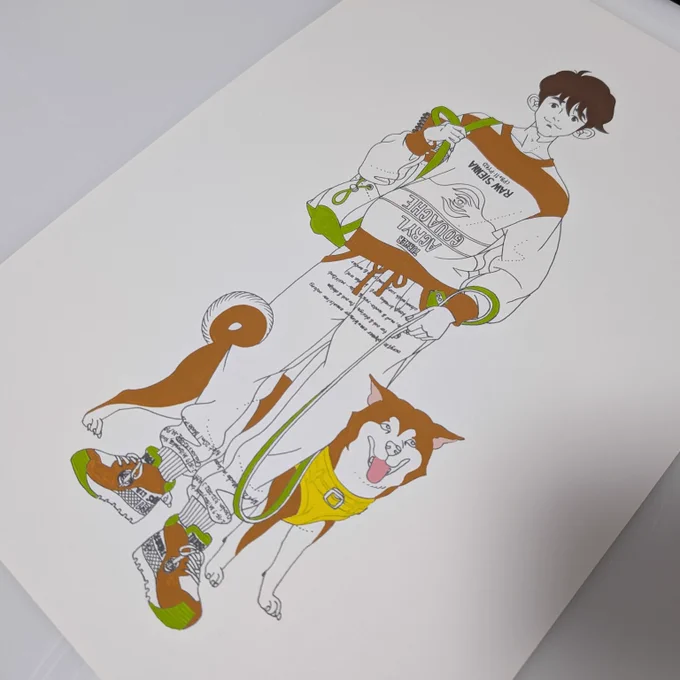【①ケント紙に鉛筆で下書き②コピックマルチライナーで線画③アクリルガッシュで薄い色から塗る(明度が高いほど透けやすいので先に)④アクリルガッシュで最後に黒を塗り(理由は同上)定着剤をかけて乾いてから最後に再びコピックマルチライナーで消えた線を描く】を絵の具作品ではしてます/