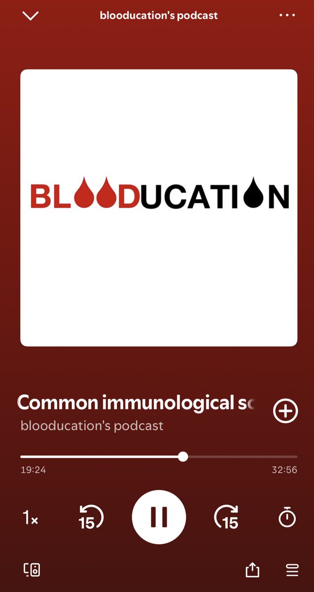 Really enjoyed listening to this blooducation podcast on my run this morning. Helen discusses with Adrian Shields common immunological scenarios encountered in haematology 🩸