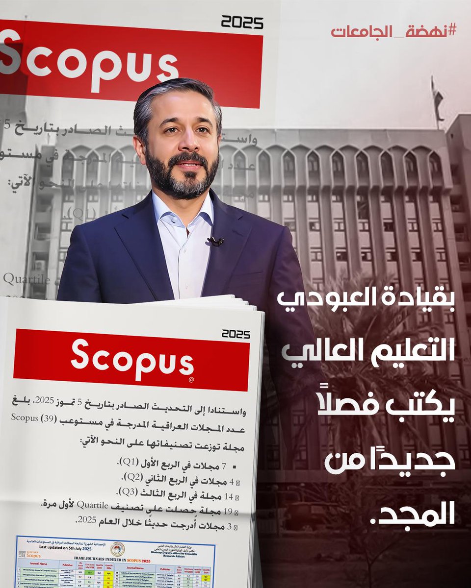 من الميدان الجهادي إلى الميدان الأكاديمي، أثبتت حركة عصائب أهل الحق أنها قادرة على صناعة الدولة، وتصنيف 3 جامعات عراقية ضمن أفضل 300 في العالم أحد أعمدتها.
#وزير_التعليم_قصة_نجاح