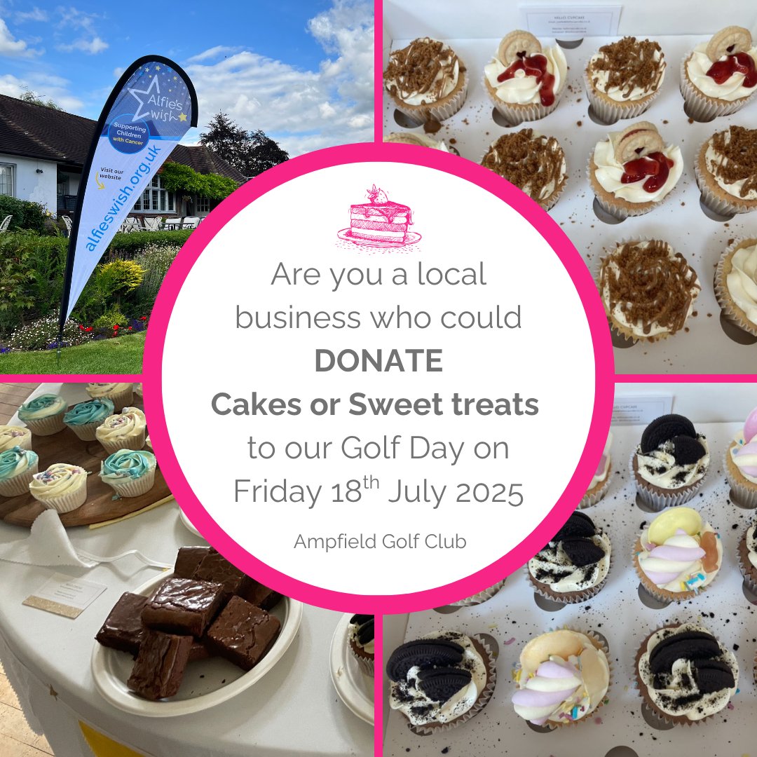 Alfie’s Wish (@alfies_wish) on Twitter photo We’re looking for generous bakers to donate cakes or sweet treats for our upcoming Golf Day at Ampfield Golf Club on Friday, 18th July. 🍰
If you’d like to get involved this year, please email us at events@alfieswish.org.uk.
#AlfiesWish
#CakesForCharity We’re looking for generous bakers to donate cakes or sweet treats for our upcoming Golf Day at Ampfield Golf Club on Friday, 18th July. 🍰
If you’d like to get involved this year, please email us at events@alfieswish.org.uk.
#AlfiesWish
#CakesForCharity