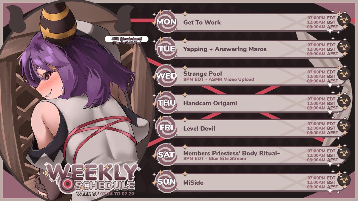 👅Stream Schedule - 14th July - 20th July