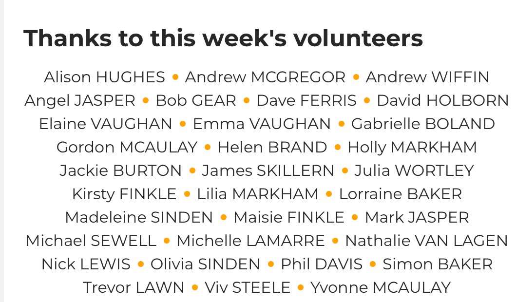 Thank you volunteers 👏