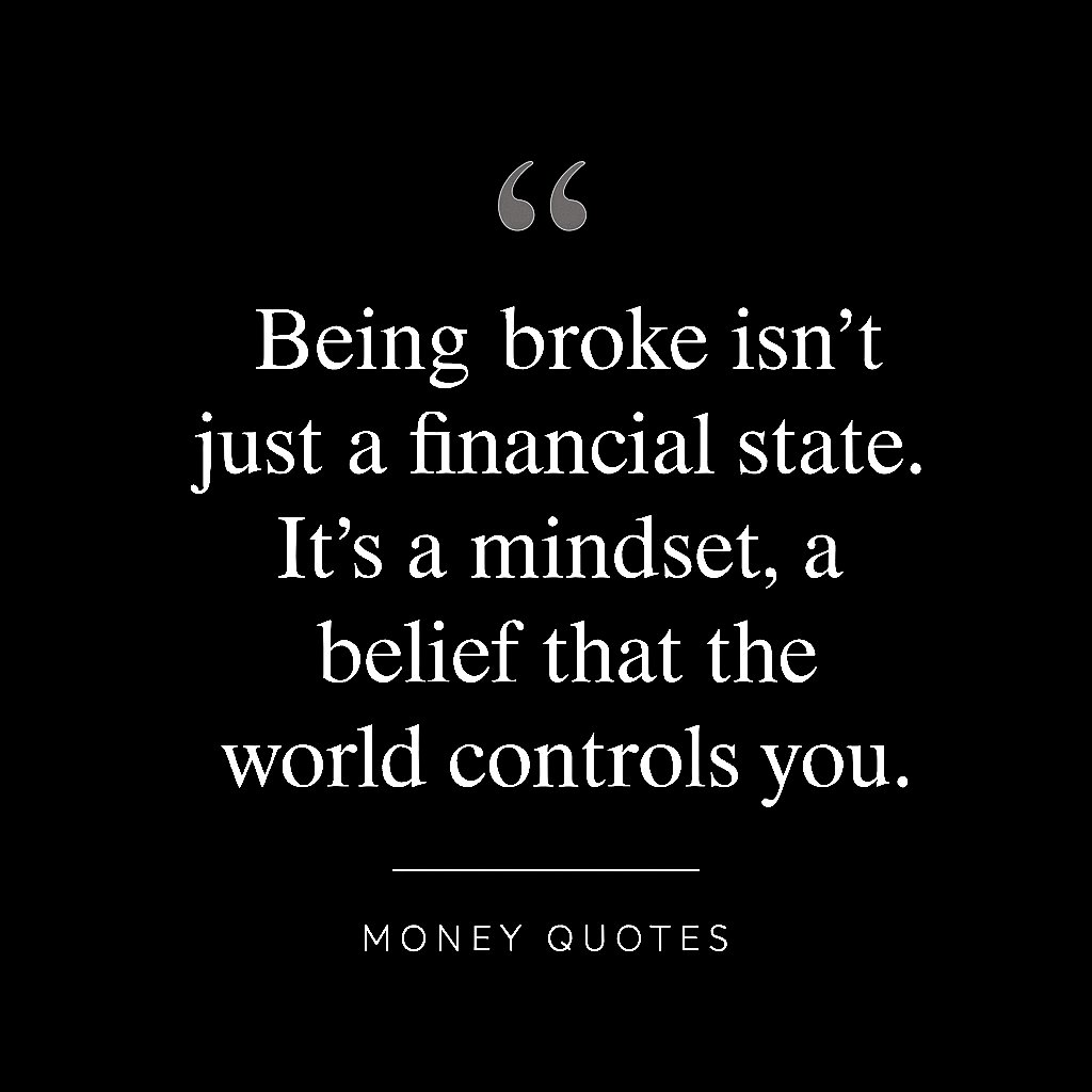 MoneyQuotesX's tweet image. Being broke isn't just a financial state. It's a mindset, a belief that the world controls you.
