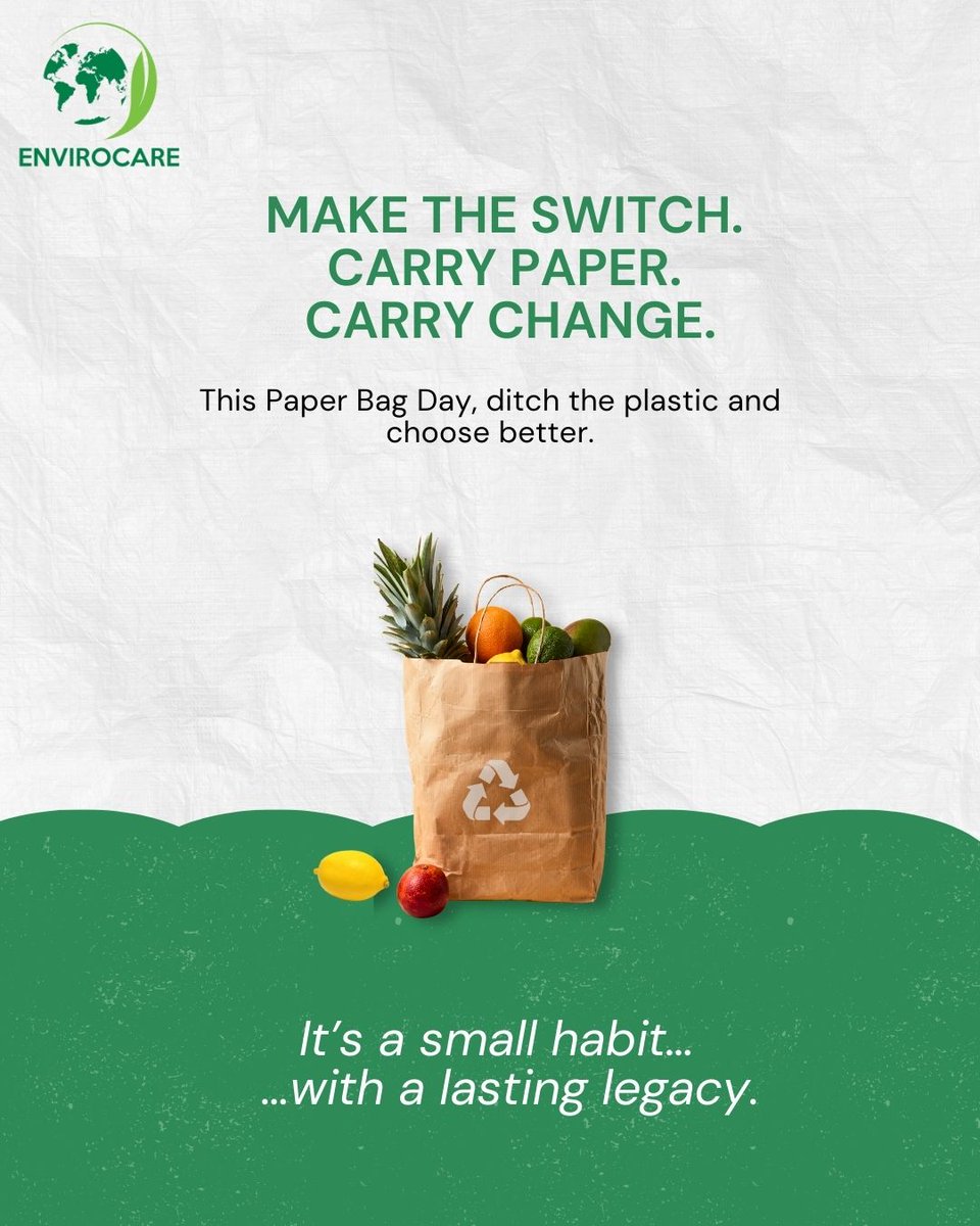 Say NO to plastic and YES to a cleaner, greener planet!
Did you know plastic bags take 500+ years to decompose, while paper bags break down in weeks?
This July 12, let’s make the sustainable switch.

Share your eco-friendly moments

#paperbag #SayNoToPlastic #SustainableLiving