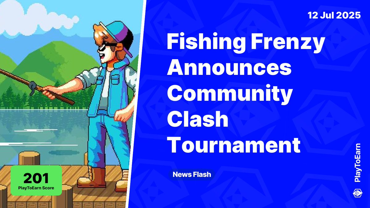 Fishing Frenzy Announces the Community Clash Tournament 🎣

PlayToEarn Score: 201 📈

🏆 Sign up for the <a href="/FishingFrenzyCo/">Fishing Frenzy</a> tournament before July 16 to compete as a team through gameplay for a prize pool of 10k $RON tokens and exclusive pets

Read more 🧵