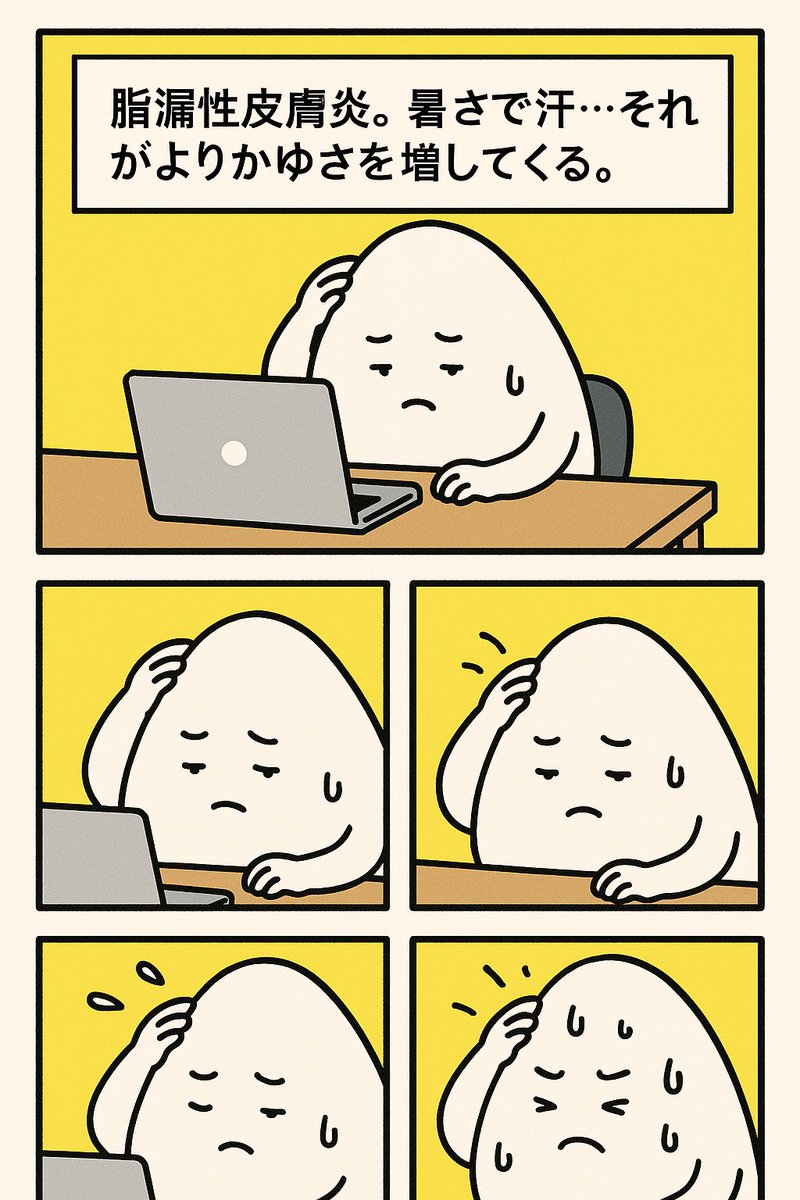 O___senbei's tweet photo. 【脂漏性皮膚炎ママ日誌：Day9】
会社のエアコン壊れてるのかな。地獄すぎてちぬ
 #シングルマザー #脂漏性皮膚炎 #猛暑日 https://t.co/8RdQecEpdC