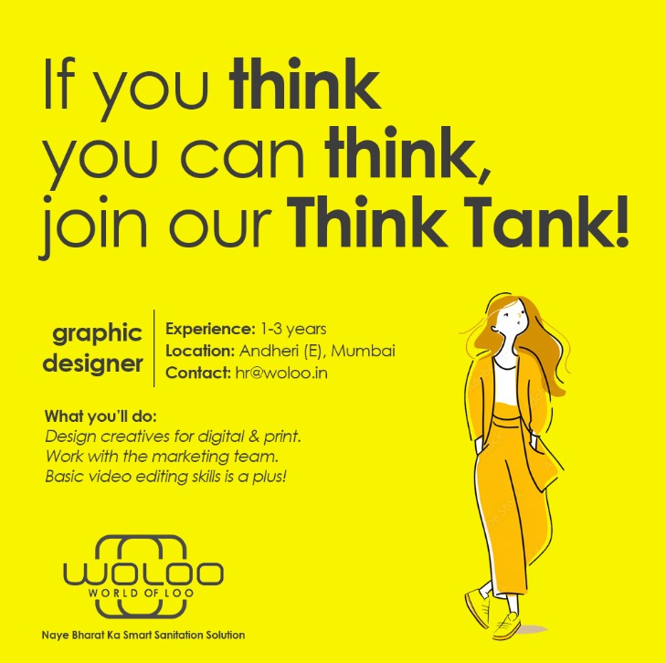 🎨 We're hiring a Graphic Designer!
📍 Andheri East, Mumbai | 1–3 yrs exp
🚺 Join Woloo – India's women’s hygiene &amp; lifestyle startup!

🛠 Adobe Suite, Canva, basic video editing a plus

📩 Send CV &amp; portfolio: hr@woloo.in

#GraphicDesigner  #MumbaiJobs #WolooHiring