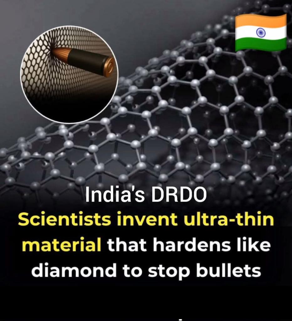 SanggitaT's tweet photo. India's DRDO Scientists invent ultra-thin material that hardens like diamond to stop bullets
Pakistan ki Maa ka bhos da 
🇮🇳 *Jai Bharat* 🇮🇳 https://t.co/zo1Uo1H5IA