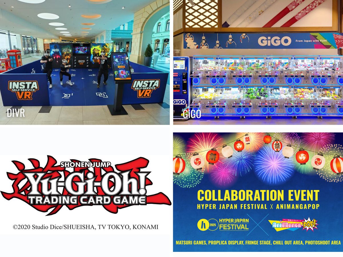 HYPERJAPANevent's tweet image. Get excited! Here’s a sneak peek at some of the games waiting for you at this year’s HYPER JAPAN Festival, including DIVR's VR arena, GiGO's Japanese arcade, Konami (Yu-Gi-Oh!) demos, giveaways and live duels and Animangapop's classic matsuri games 🎮
🎟️ hyperjapan.co.uk/tickets/