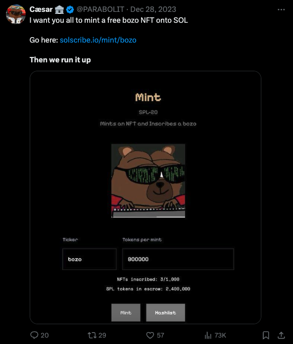 <a href="/PARABOLIT/">Cæsar 🏦</a> <a href="/solana/">Solana</a> and being a provably fair launch free mint, $bozo has the best distribution of ANY coin in the whole crypto space.

no VCs, no influencers, no insiders.

just a founder with balls and a community who understand DeFi