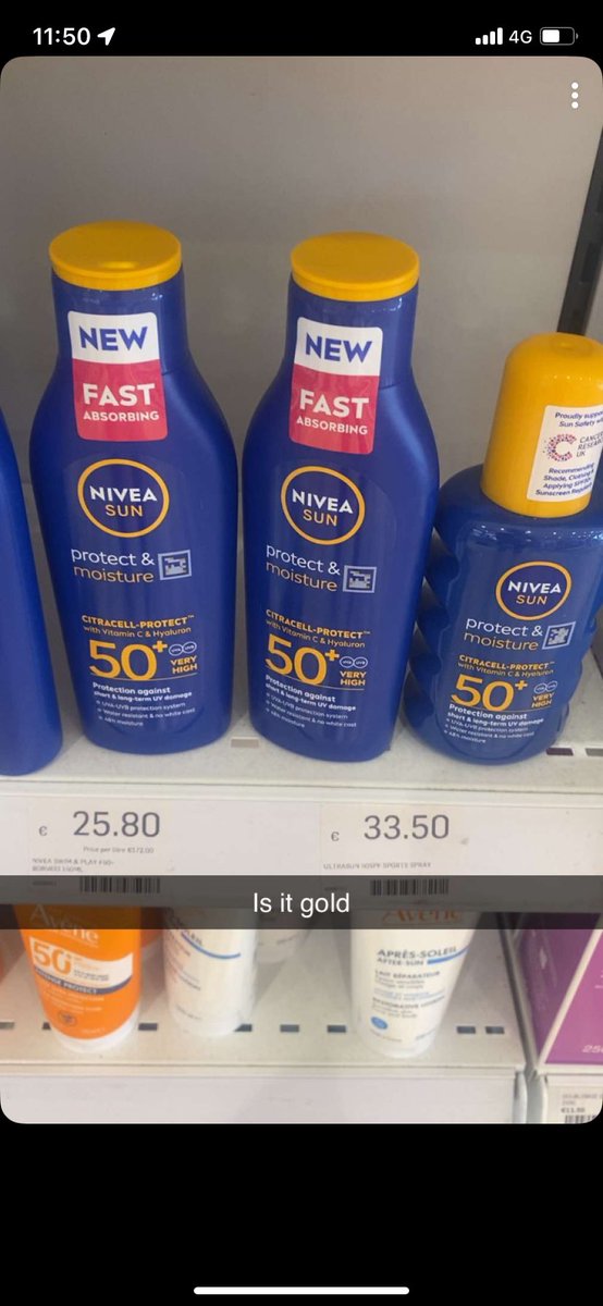 Amyor90's tweet photo. @McCabesPharmacy in Knocklyon charging this for suncream. The same cream is €7 in boots. SHOCKING https://t.co/fF6NkLYDpU