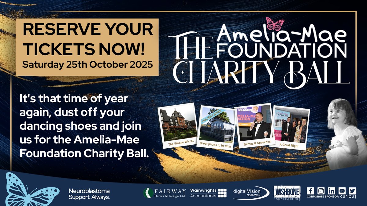 🎉 The Amelia-Mae Foundation Charity Ball 2025 – TICKETS ON SALE NOW! 🎉
Reserve your tickets here ameliamaefoundation.co.uk/charity-ball

#neuroblastomasupport #neuroblastoma