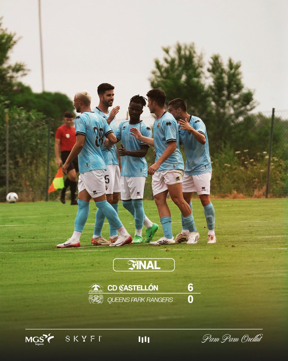 Final del partido (6-0)

El <a href="/CDCastellon/">CD Castellón</a> vence al <a href="/QPR/">QPR FC</a> en el primer amistoso de la pretemporada 2025/2026

⚽️ Serpeta
⚽️ Flakus
⚽️ Propia Puerta
⚽️ Cipenga
⚽️⚽️ Markanich 

¡Gran trabajo, equipo!

#PPO👂