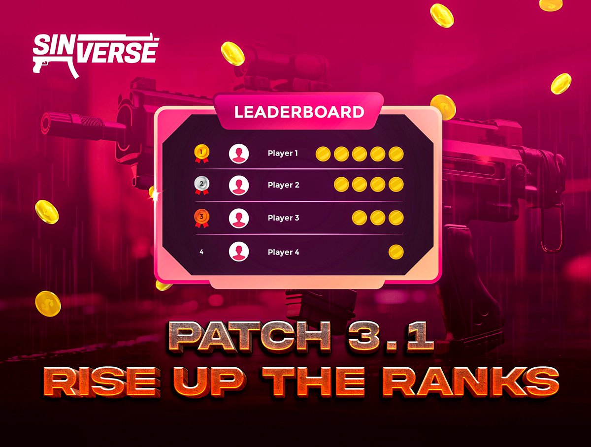 TheSinVerse's tweet image. 🚨 SinVerse 3.1 patch is coming to @EpicGames ...
We're not slowing down! We’re doubling down on crypto gaming 🔥
More features. More competition. More reasons to earn $SIN.
🏆 Rise up the ranks
Are you ready to make your name? Coming 🔜