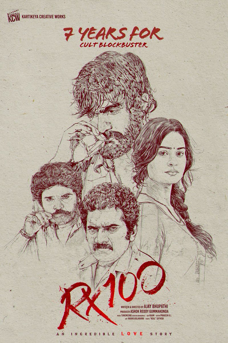 sureshkavirayan's tweet image. Celebrating 7 glorious years of Honest storytelling & Cult response to Trendsetter Blockbuster #RX100 🤩
#7YearsForRX100 🏍️🔥
@ActorKartikeya @DirAjayBhupathi @starlingpayal @chaitanmusic #AshokReddy @Cinemainmygenes @kcwoffl @PulagamOfficial #RaoRamesh