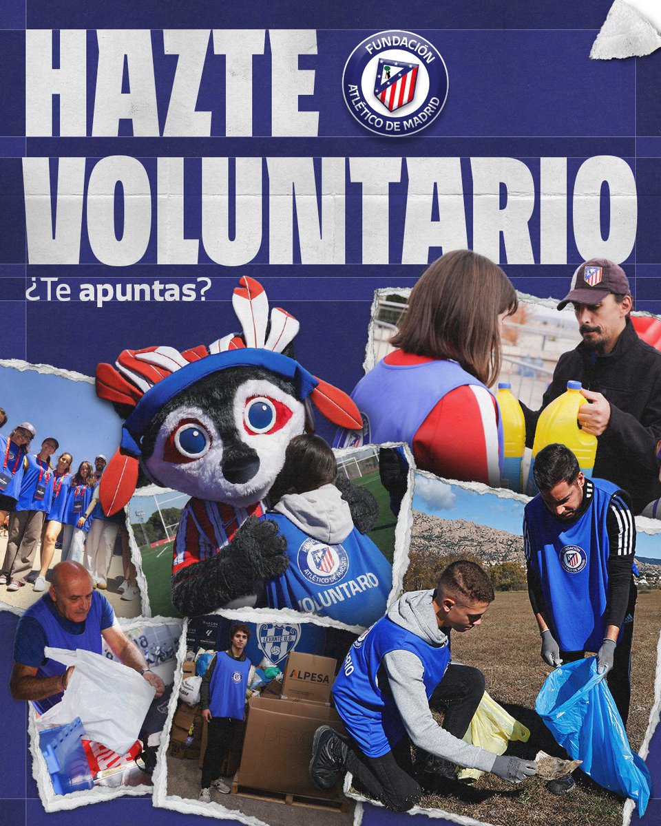 🙌 Nuestros voluntarios son clave en el desarrollo de los distintos proyectos de la Fundación. 

Para esta temporada, ¿te gustaría formar parte del equipo e impactar en la sociedad? 👫

¡Escríbenos a voluntariosfundacion@atleticodemadrid.com! 

Contamos contigo 💌
