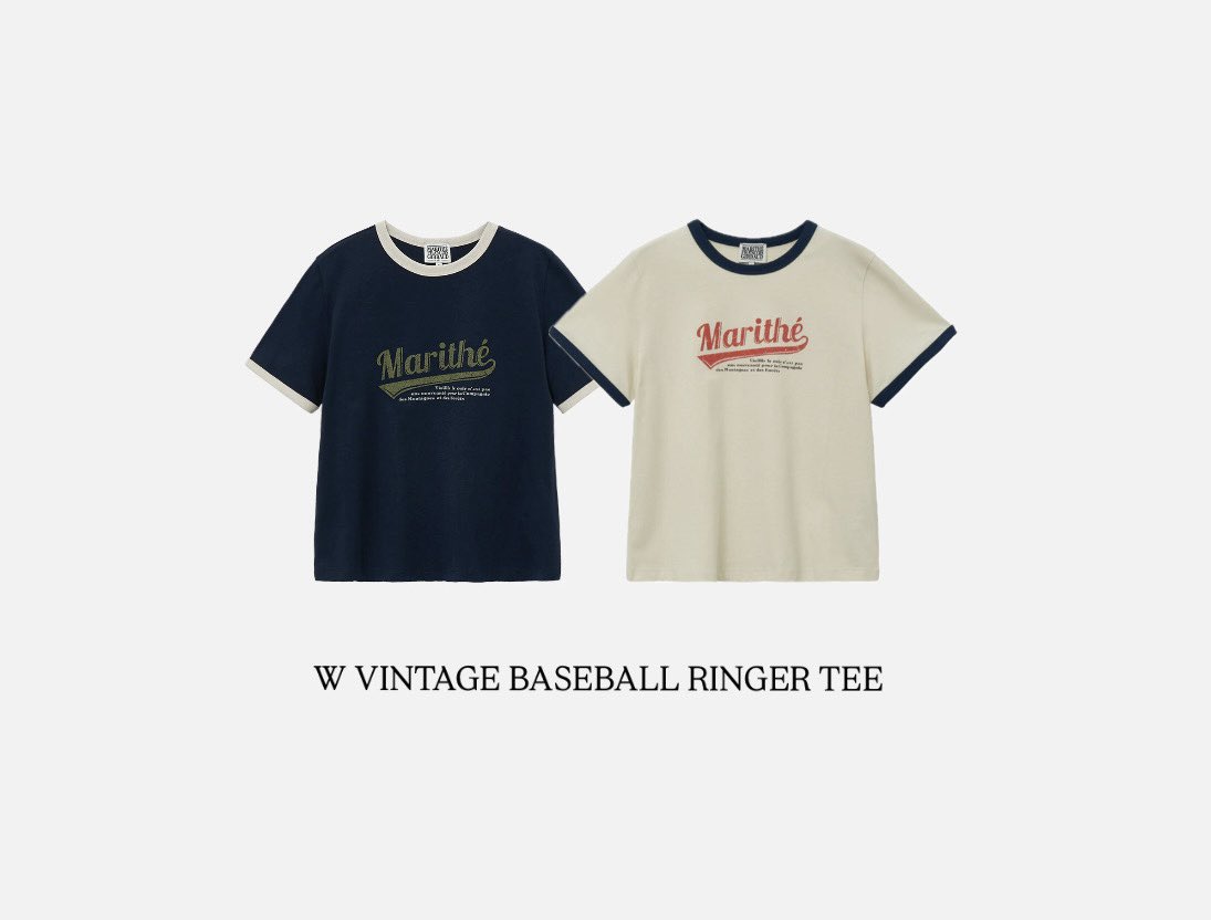 [MARITHE]★25SS★韓国人気★VINTAGE BASEBALL RINGER TEE VINTAGE BASEBALL RINGER TEE light heather gray - MARITHE