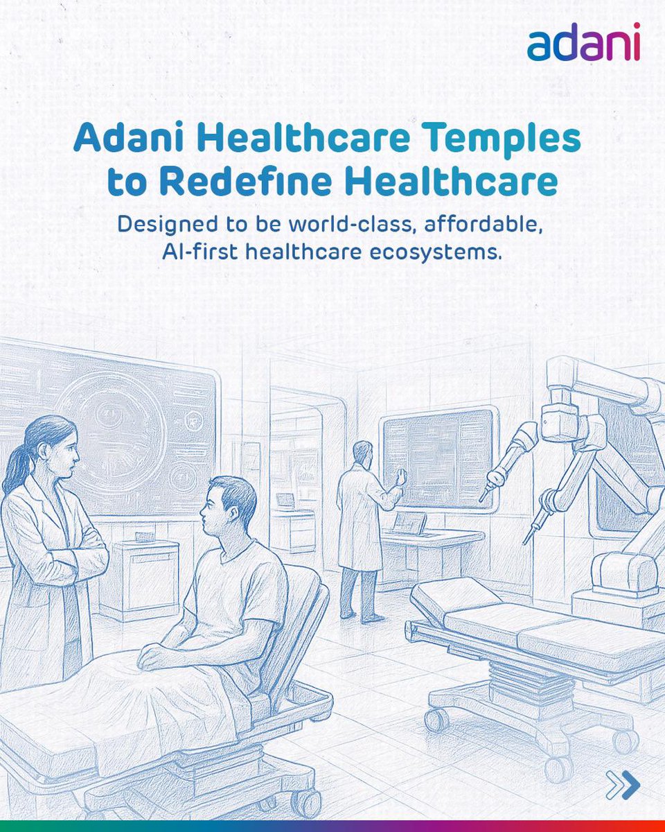 AdaniOnline's tweet image. At Adani Group, we believe healthcare should be rooted in trust, compassion, and innovation.
With the Adani Healthcare Temples in Ahmedabad and Mumbai, we’re building 1,000-bed integrated campuses in collaboration with Mayo Clinic — setting new benchmarks in affordable, holistic,…