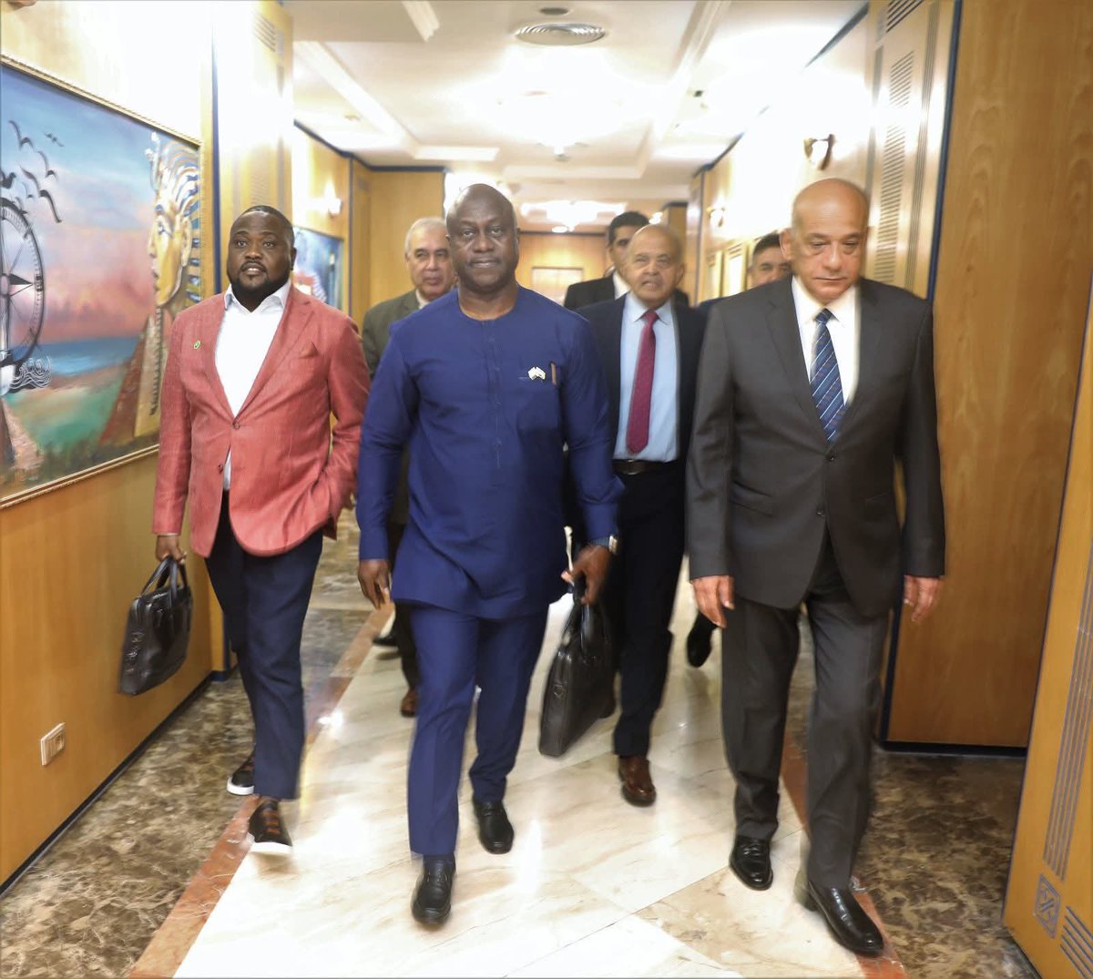 Thank you to my brother, Gen. Kamel El-Wazir 🇪🇬🤝🇸🇱, Egypt’s Deputy PM &amp; Minister of Transport, for the warm welcome. Productive talks held, including a visit to Alexandria Port and later, a meeting with Aviation Minister Dr. Sameh El‑Hefny at the airport.
Key outcomes: port