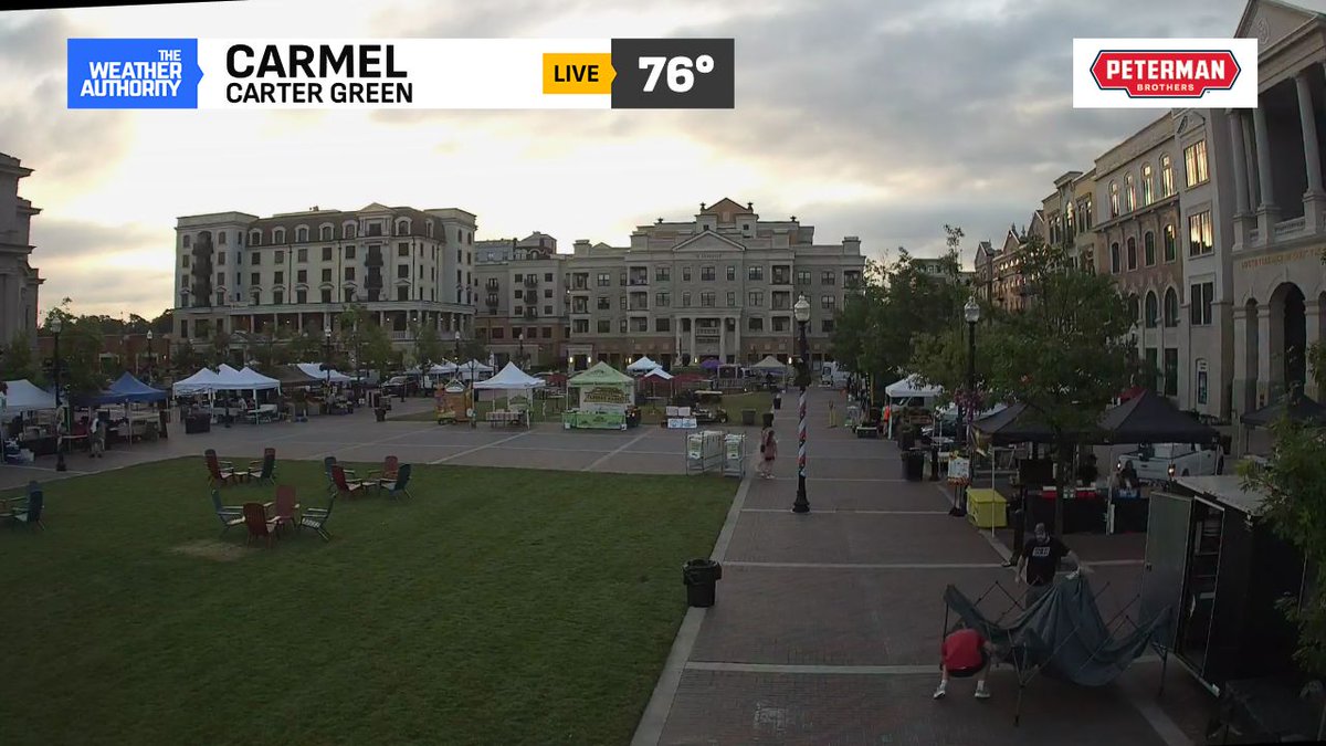Ethan Rosuck (@ethanrosuckwx) on Twitter photo Good Saturday morning! Set up underway for the <a href="/CarmelFarmMrkt/">Carmel Farmers Mrkt</a> kicking off at 8:00 AM. No issues to start the day minus the humidity already making itself known. We're tracking showers and storms ahead of a cold front. We're LIVE on <a href="/FOX59/">FOX59 News</a> with the timing. #INwx βοΈ Good Saturday morning! Set up underway for the <a href="/CarmelFarmMrkt/">Carmel Farmers Mrkt</a> kicking off at 8:00 AM. No issues to start the day minus the humidity already making itself known. We're tracking showers and storms ahead of a cold front. We're LIVE on <a href="/FOX59/">FOX59 News</a> with the timing. #INwx βοΈ