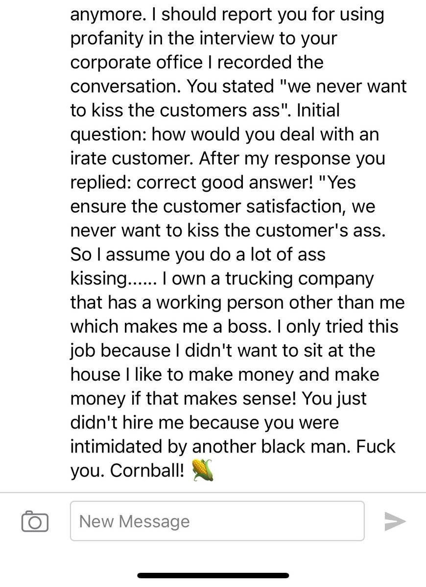 Storytime.. so I interviewed a young man last week and he wasn't a good fit. So my recruiter told him today that we moved forward without him and this is what he sent me 😂🤦🏾‍♂️🚶🏾‍♂️