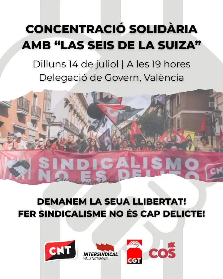 COS L'Horta (@cos_horta) on Twitter photo <a href="/BlackSpartak/">Makhnovista</a> <a href="/COSnacional/">Sindicat COS</a> @Arran_jovent <a href="/AlertaSolidaria/">Alerta Solidària</a> <a href="/Endavant_OSAN/">Endavant OSAN</a> <a href="/cupnacional/">CUP Països Catalans</a> <a href="/COSEducacio/">COS Educació</a> <a href="/coslaplana/">COS La Plana</a> <a href="/cosMaresme/">COS Maresme ♀☭</a> <a href="/laccent/">L'Accent</a> <a href="/SEPC_nacional/">SEPC</a> A València també hem convocat. Ni un pas enrere contra la repressió. Que quede molt clar que si ens toquen a una, ens toquen a totes! <a href="/BlackSpartak/">Makhnovista</a> <a href="/COSnacional/">Sindicat COS</a> @Arran_jovent <a href="/AlertaSolidaria/">Alerta Solidària</a> <a href="/Endavant_OSAN/">Endavant OSAN</a> <a href="/cupnacional/">CUP Països Catalans</a> <a href="/COSEducacio/">COS Educació</a> <a href="/coslaplana/">COS La Plana</a> <a href="/cosMaresme/">COS Maresme ♀☭</a> <a href="/laccent/">L'Accent</a> <a href="/SEPC_nacional/">SEPC</a> A València també hem convocat. Ni un pas enrere contra la repressió. Que quede molt clar que si ens toquen a una, ens toquen a totes!